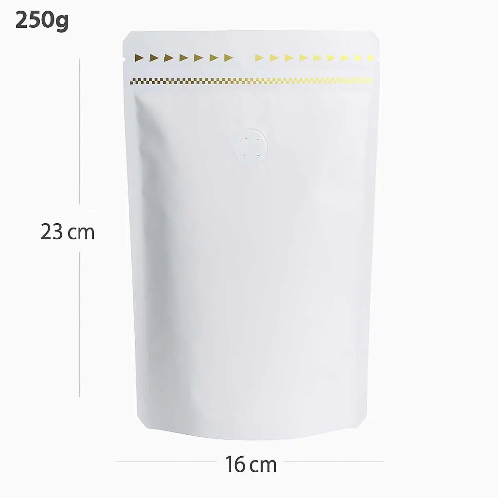 [796003] 250g White Stand Up Ziplock Valve Bag 300/ctn