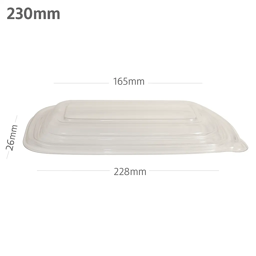 [018002] 223mm PET Plastic Rectangular Container Lid 300/ctn