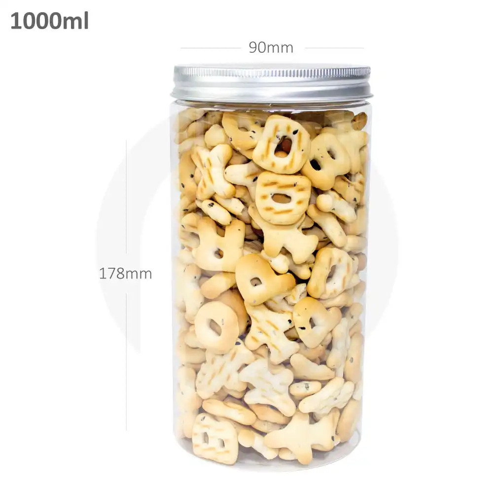 1000ml/90mm PET Plastic Jar Alu Cap 50/ctn