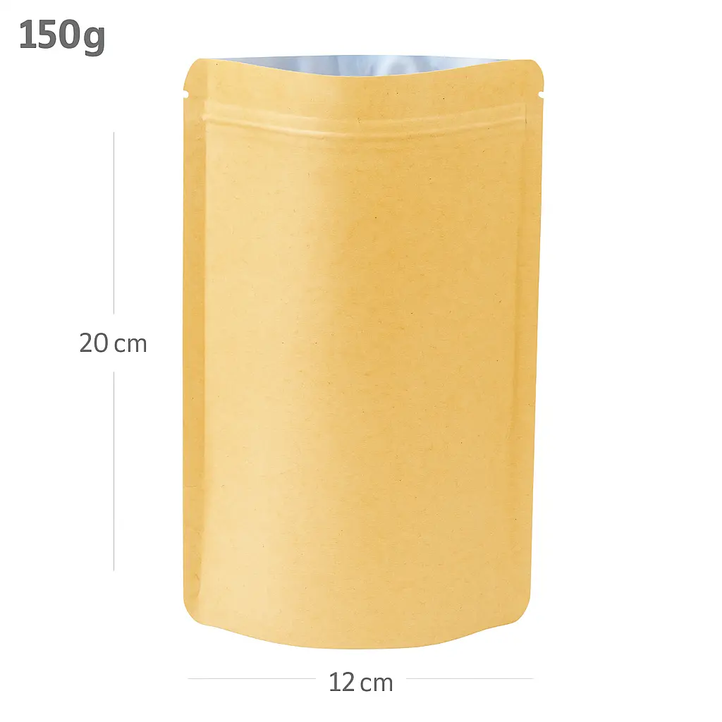 [021016] 150g Kraft Stand Up Ziplock Bag 250/ctn