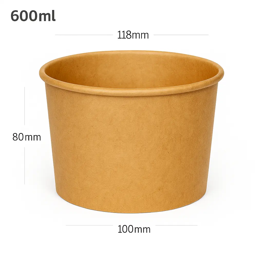600ml Kraft Paper Soup Cup 500/ctn