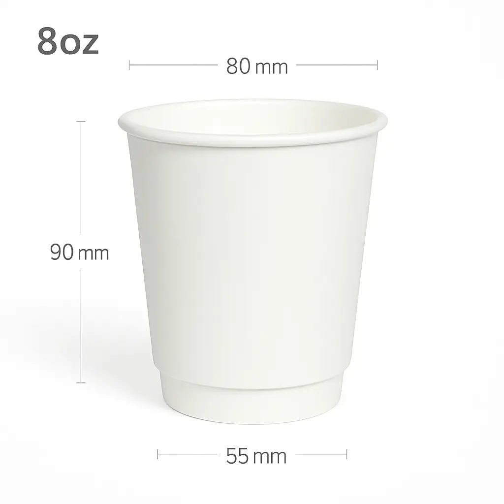 8oz Double Wall White Paper Cup 500/ctn