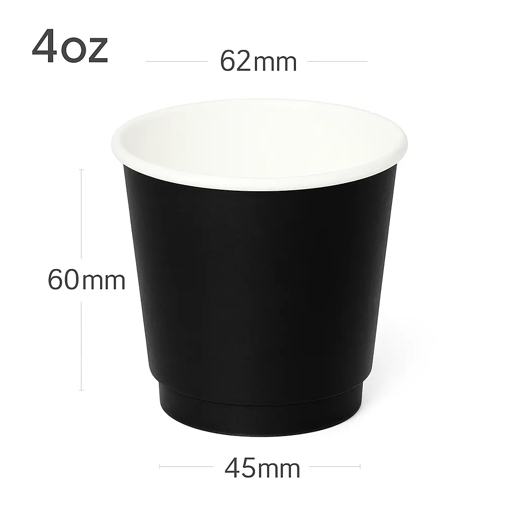 Black - 4oz Double Wall White Paper Cup 500/ctn