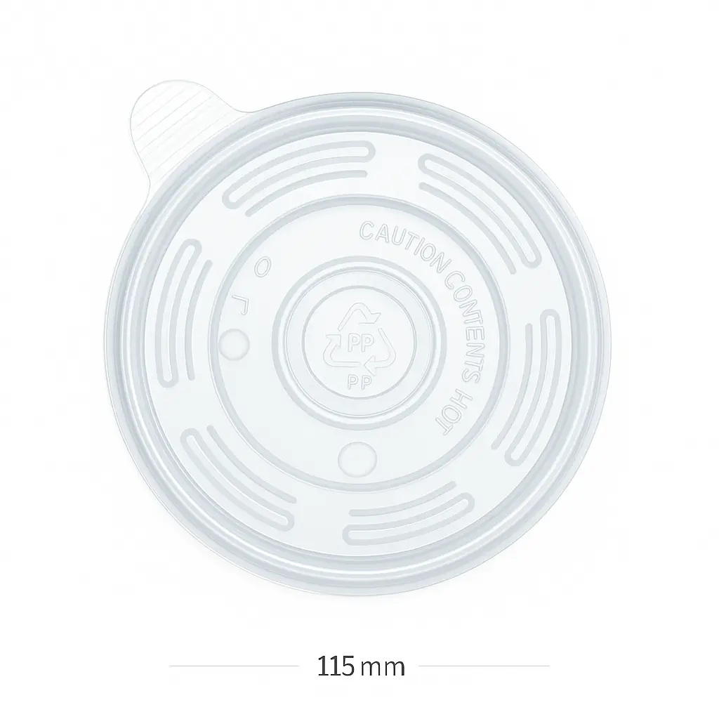 [015079] 115mm PP Plastic Soup Cup Lid 500/ctn