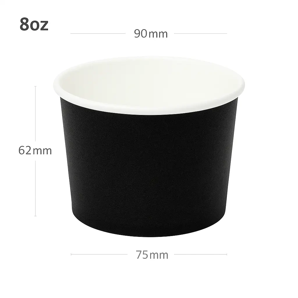 Black - 8oz White Paper Soup Cup 500/ctn