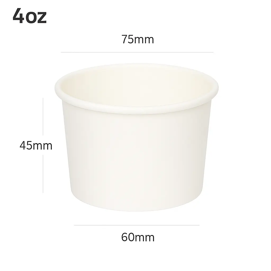 4oz White Paper Ice Cream Cup 1000/ctn