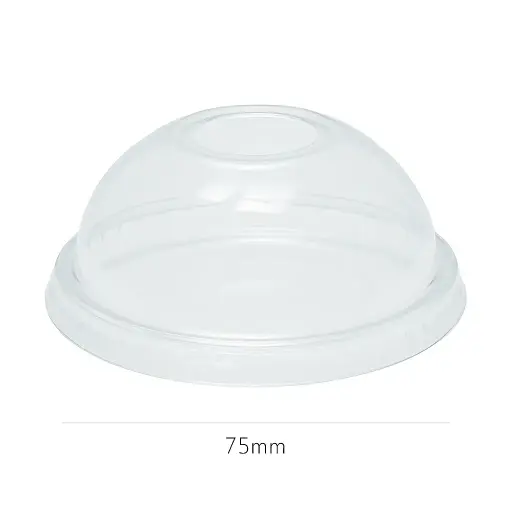[051003] 75mm PET Plastic No Hole Dome Lid 1000/ctn