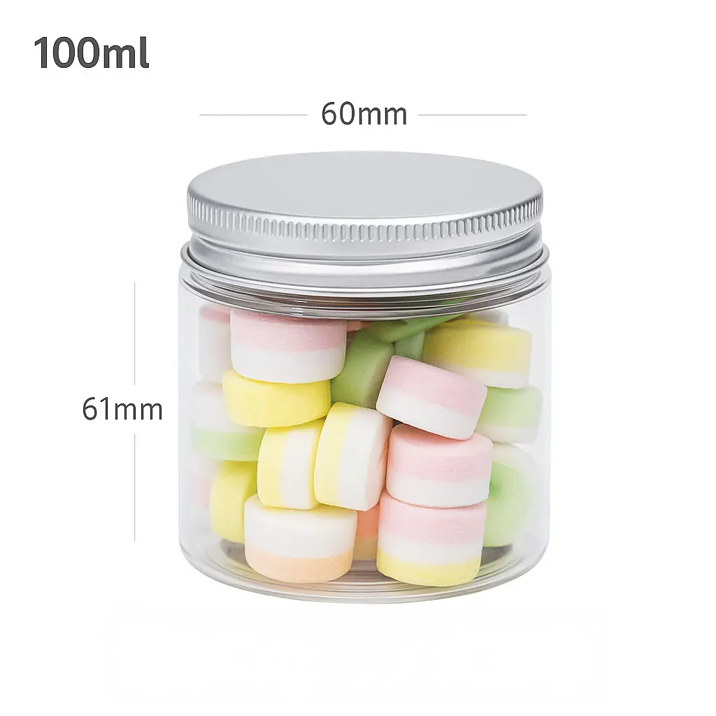 100ml/60mm PET Plastic Jar Alu Cap 100/ctn