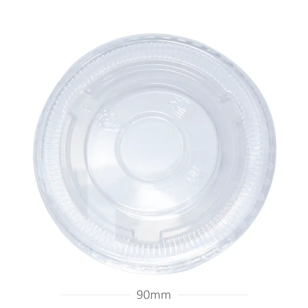 90mm Clear PET Plastic No Hole Flat Lid 1000/ctn