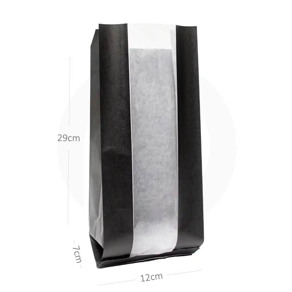 Black - #5 Satchel Window White Paper Bag 1000/ctn