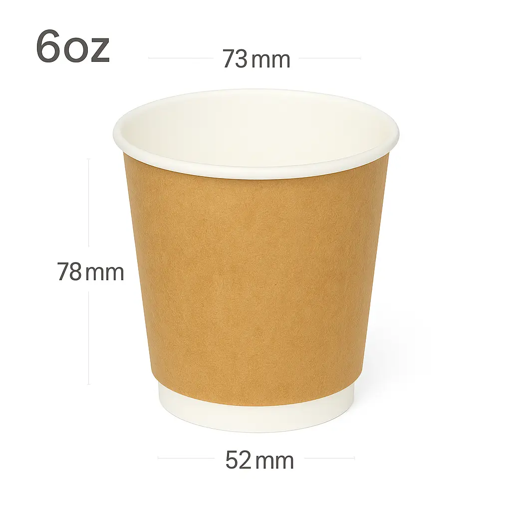 6oz Double Wall White Kraft Paper Cup 500/ctn