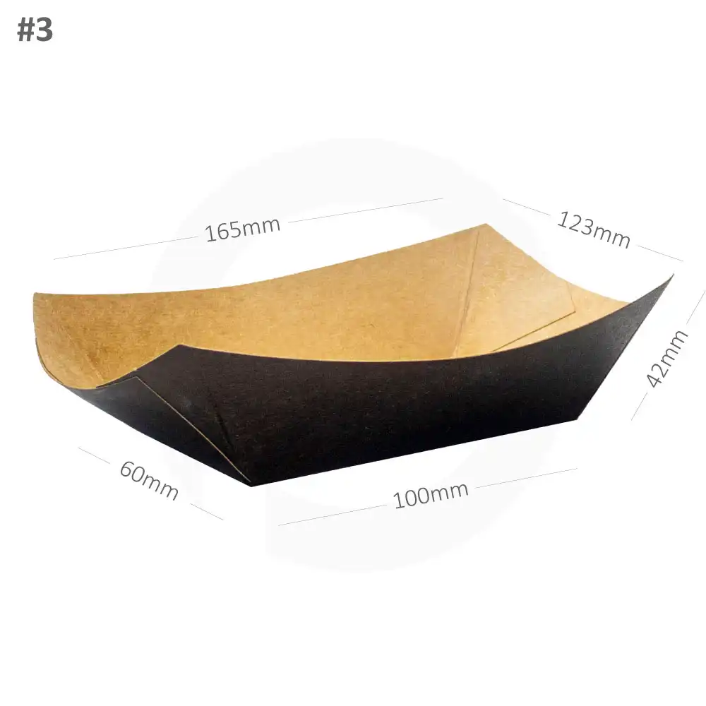 Black - #3 Kraft Paper Food Tray 500/ctn