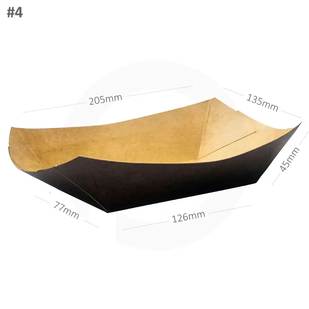 [052014] Black - #4 Kraft Paper Food Tray 500/ctnn