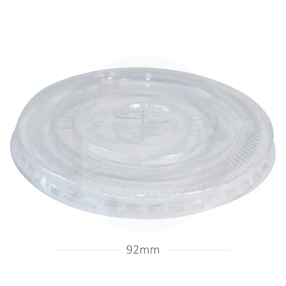 92mm Clear PET Plastic X Hole Flat Lid 1000/ctn