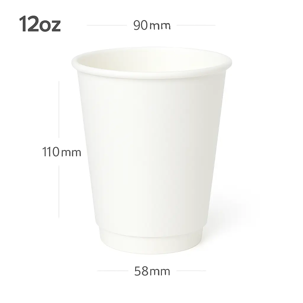 12oz Double Wall White Paper Cup 500/ctn