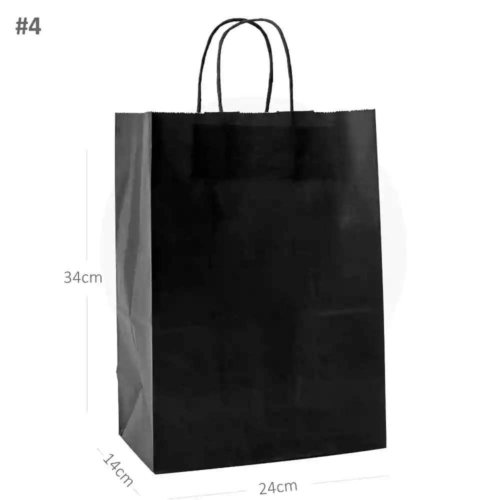 Black - #4 White Paper Twisted Handle Bag 200/ctn