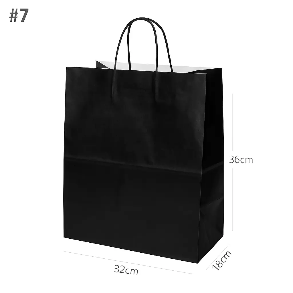 Black - #7 White Paper Twisted Handle Bag 200/ctn