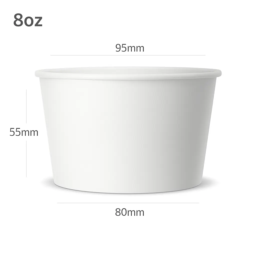 8oz White Paper Ice Cream Cup 1000/ctn