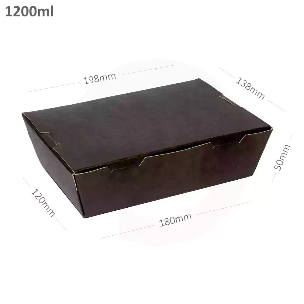 Black - 1200ml A Kraft Paper Lunch Box 200/ctn
