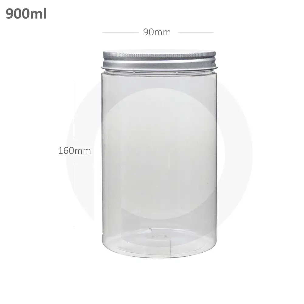 900ml/90mm PET Plastic Jar Alu Cap 100/ctn