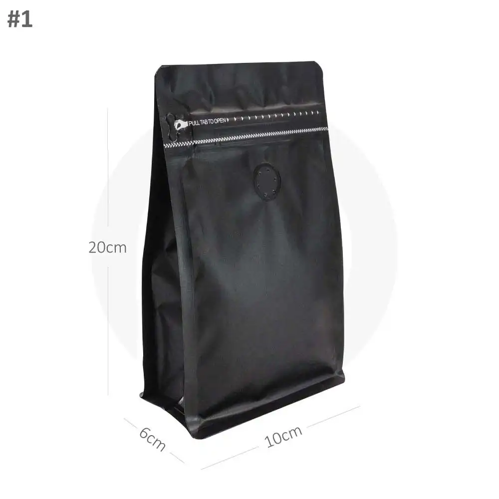 #1 Black Flat Bottom Ziplock Valve Bag 300/ctn