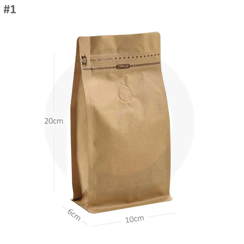 [new204] 150g Kraft Flat Bottom Ziplock Valve Bag 300/ctn