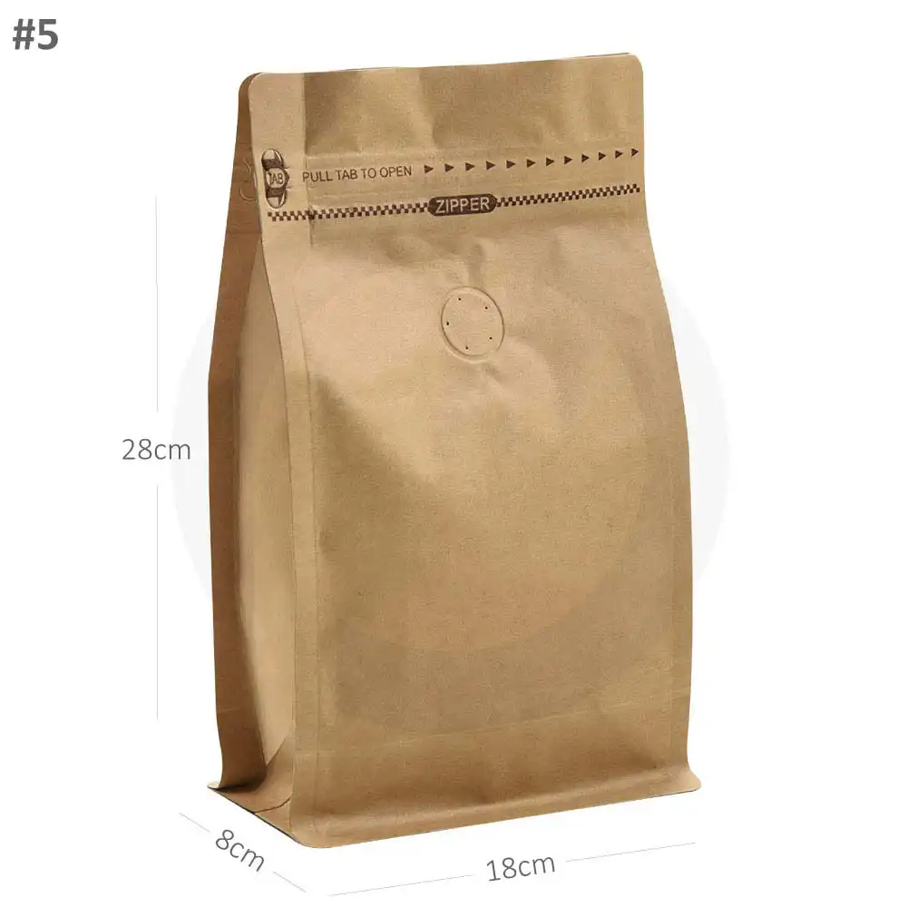 #5 Kraft Flat Bottom Ziplock Valve Bag 300/ctn