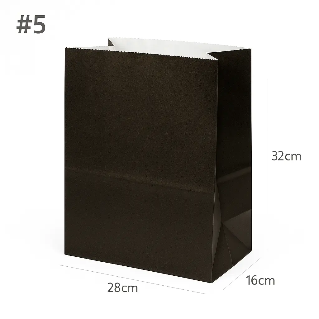 Black - #5 White Paper No Handle Bag 200/ctn