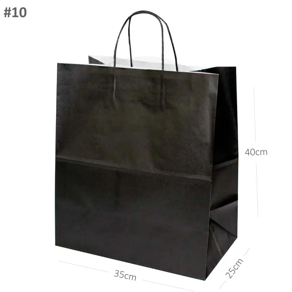 Black - #10 White Paper Twisted Handle Bag 200/ctn