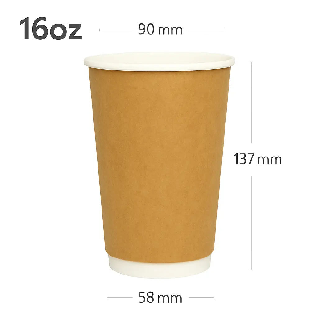 16oz Double Wall White Kraft Paper Cup 500/ctn