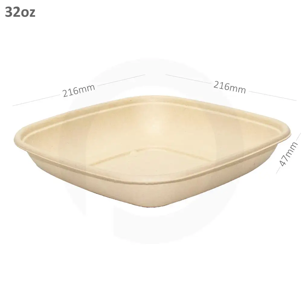 [new405] 32oz Wide Bagasse Sugarcane Food Bowl  300/ctn