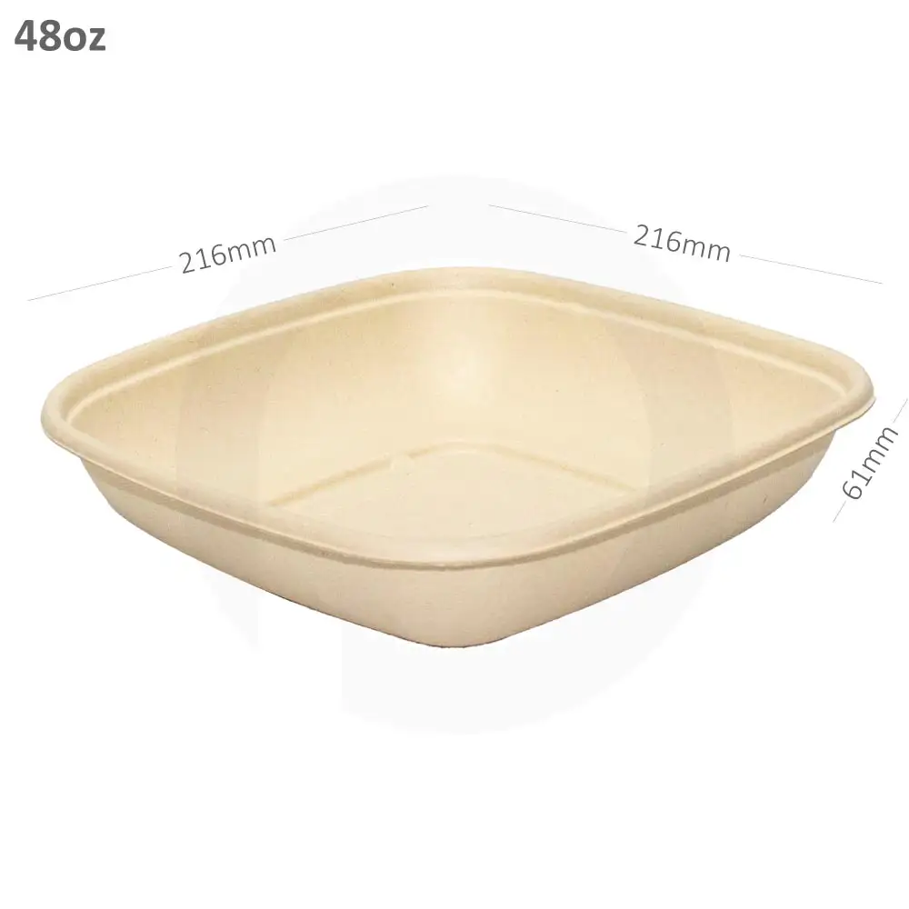 48oz Wide Bagasse Sugarcane Food Bowl  300/ctn