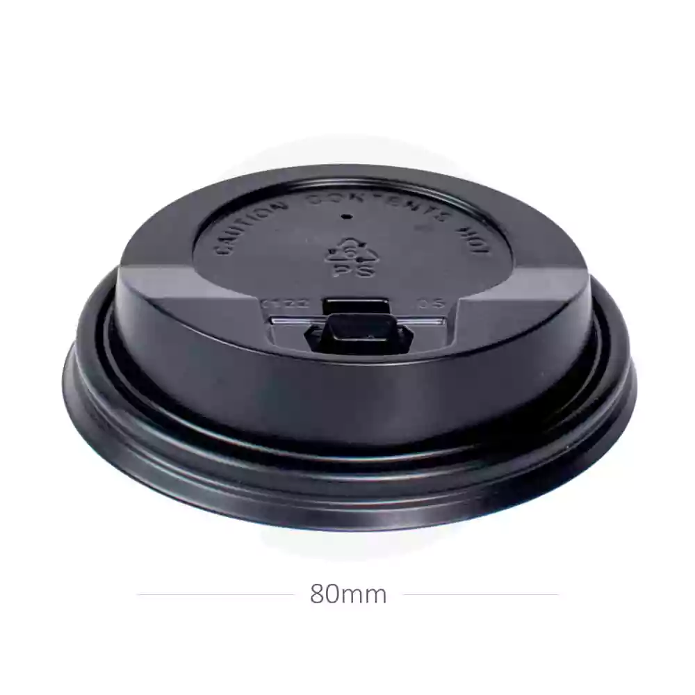 80mm PS Plastic Black with Cap Lid 1000/ctn