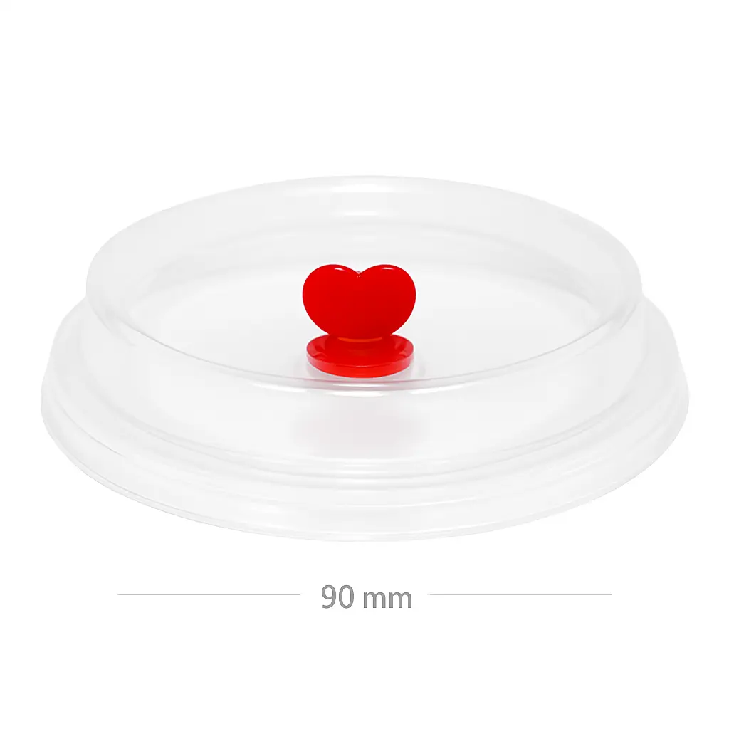 90mm PP Plastic Clear Lid with Red Heart 1000/ctn