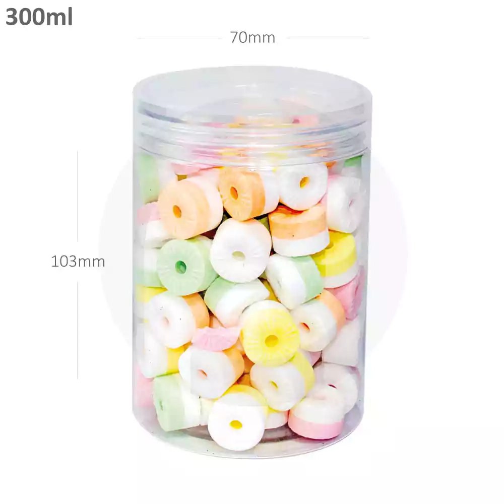300ml/70mm PET Plastic Jar Clear PP Cap 100/ctn
