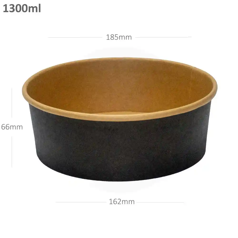 Black - 1300ml Kraft Paper Salad Bowl 300/ctn