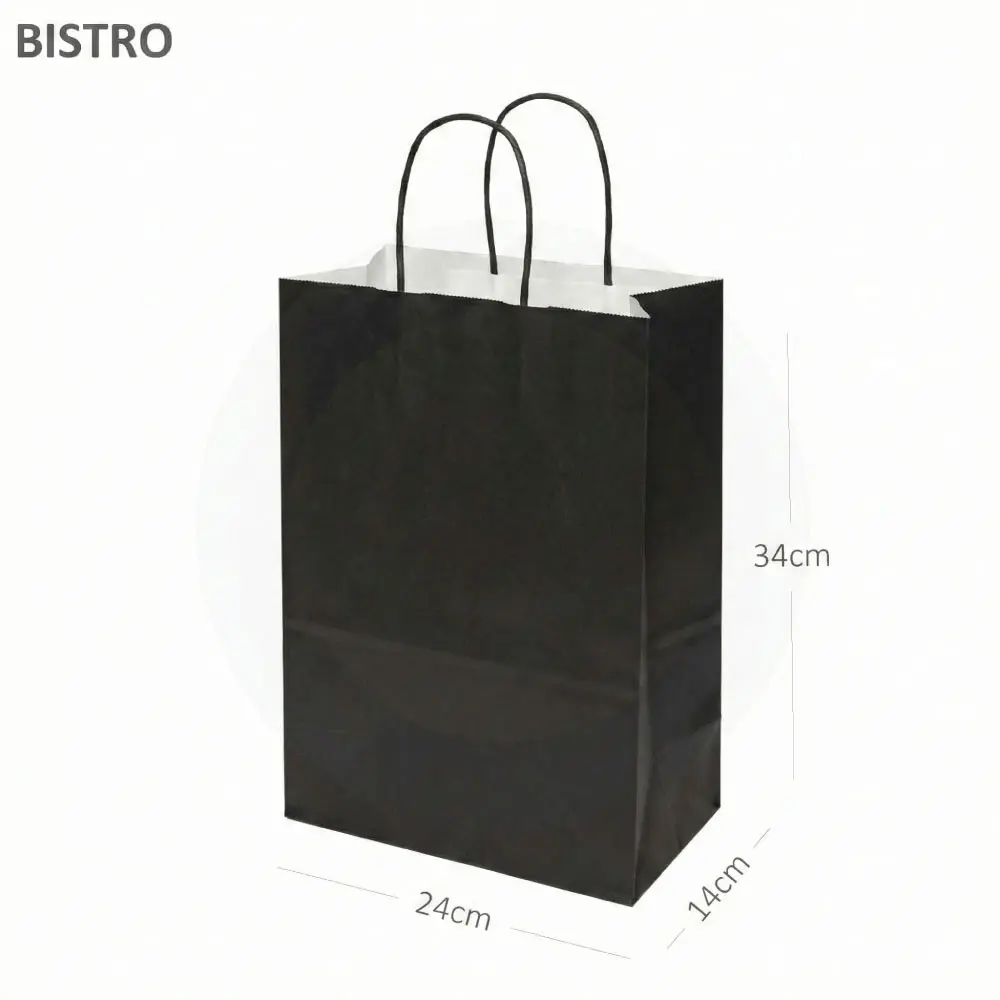 Black - #2414 White Paper Twisted Handle Bag 200/ctn