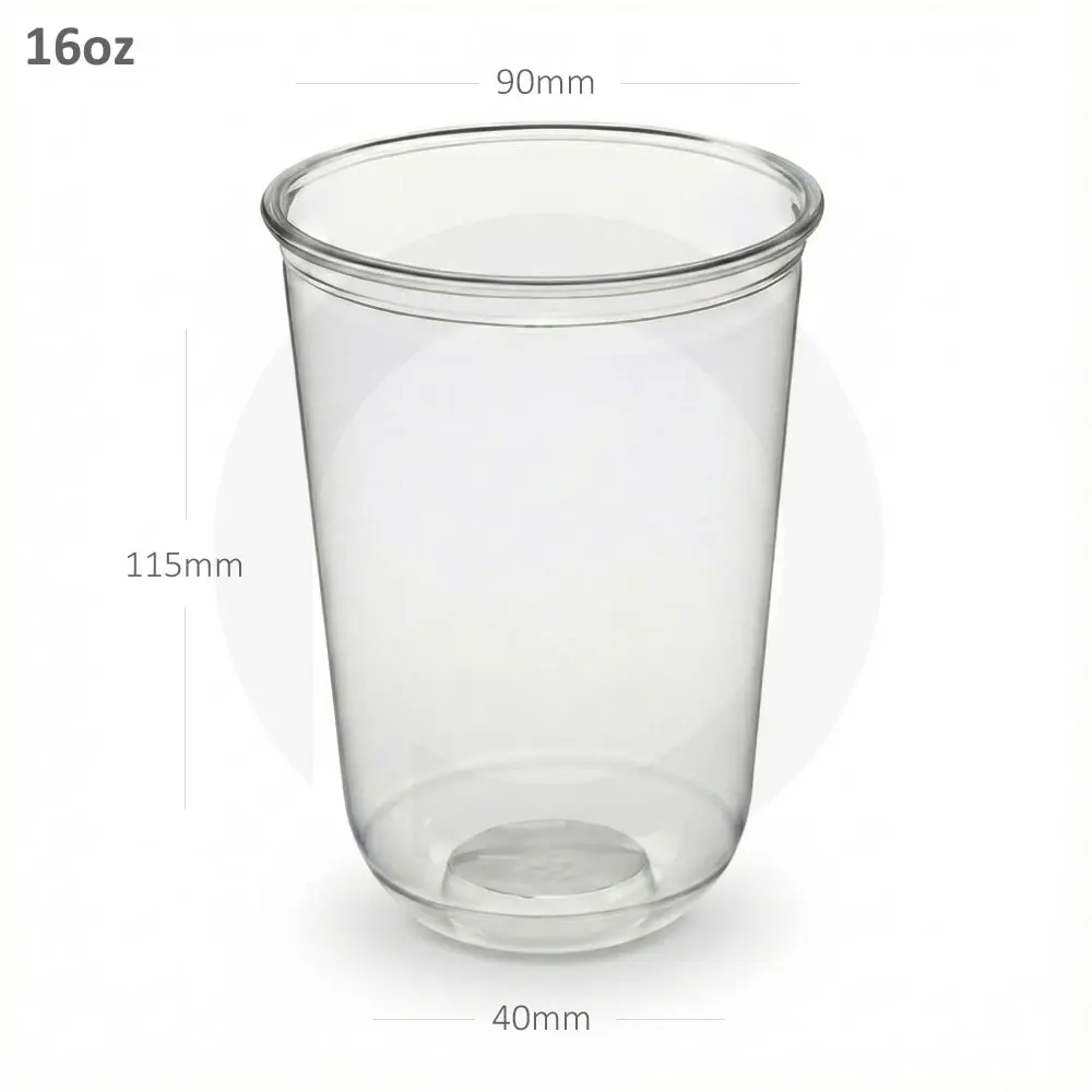 16oz/500ml PET Plastic U Shape Cup 1000/ctn 