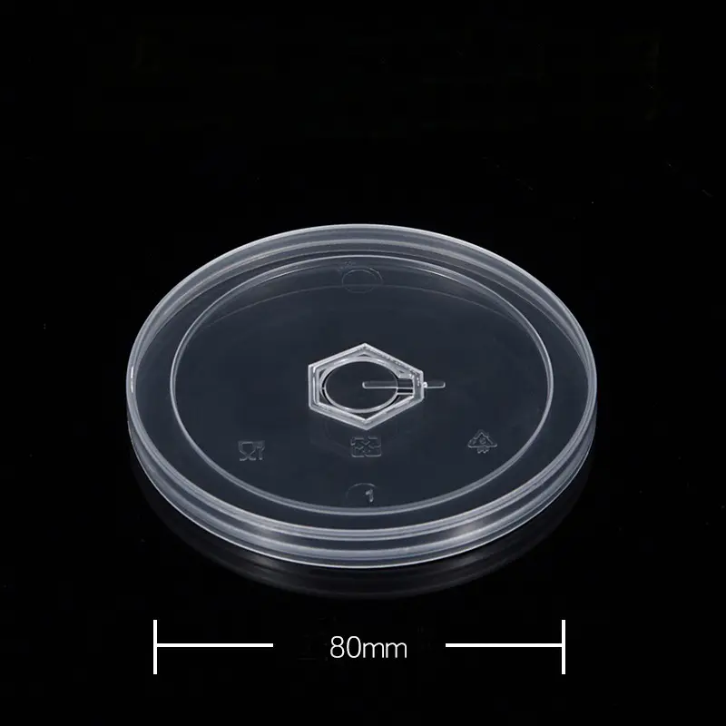 80mm Clear PP Plastic O Hole Lid 1000/ctn