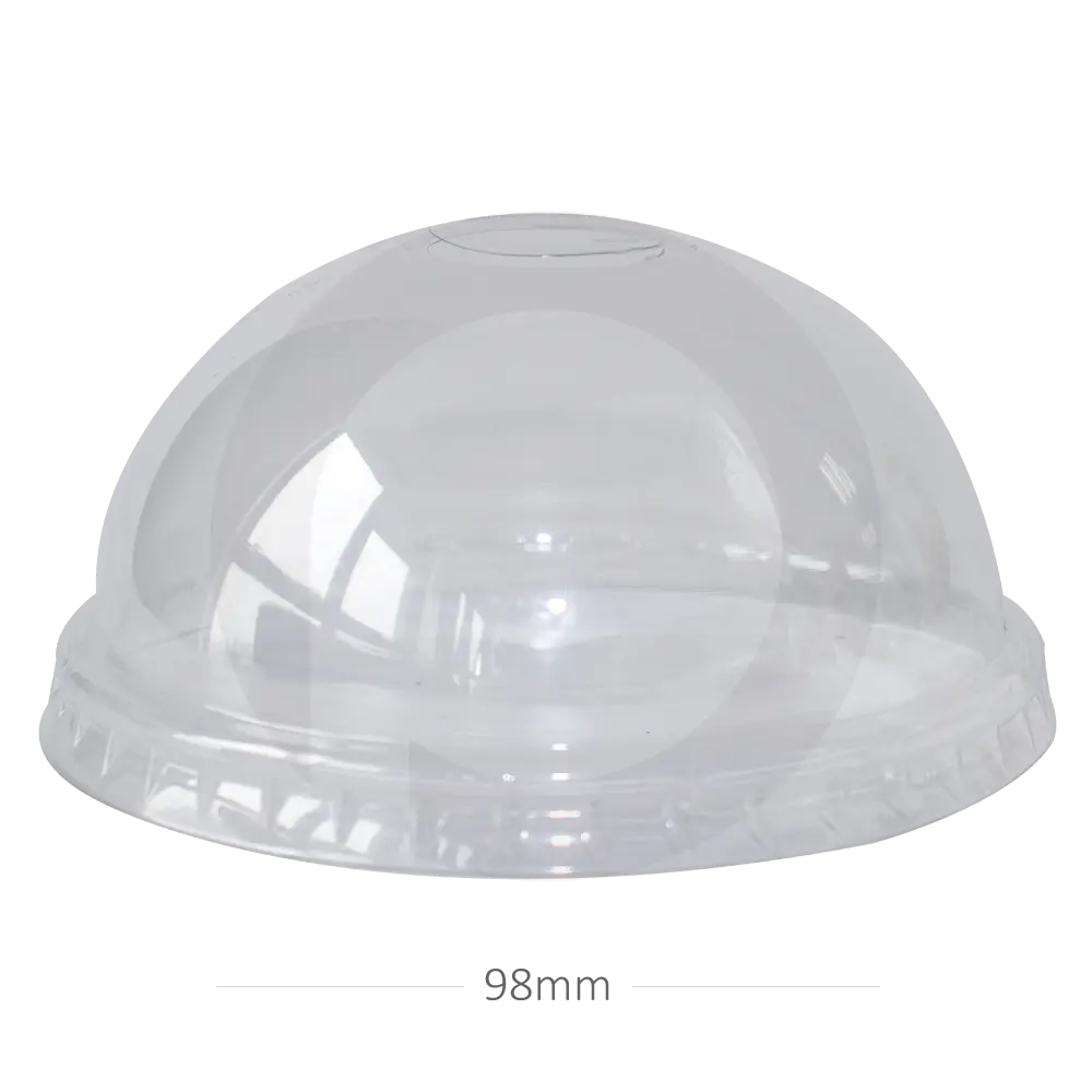 [112004] 98mm PET Plastic Dome O Hole Lid 1000/ctn
