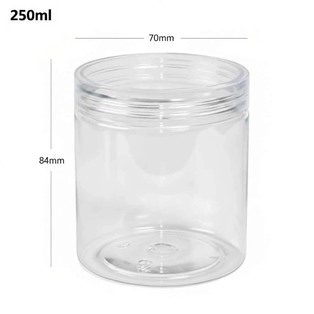 [107004] 250ml/70mm PET Plastic Jar Clear PP Cap 100/ctn