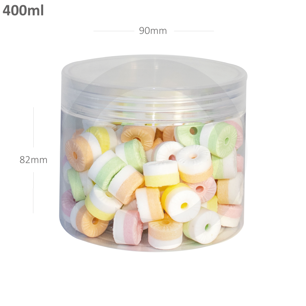 [107005] 400ml/90mm PET Plastic Jar Clear PP Cap 100/ctn