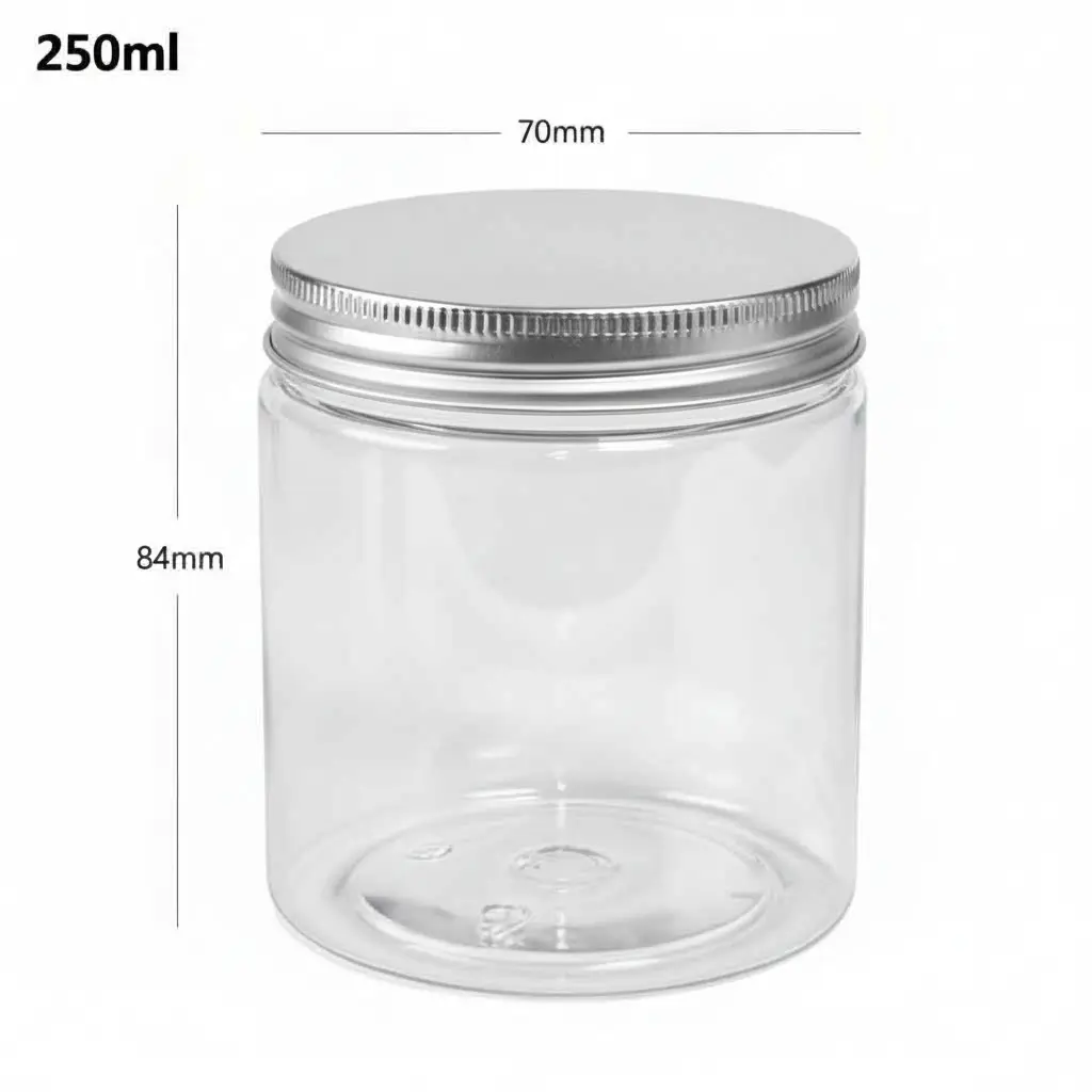 [107006] 250ml/70mm PET Plastic Jar Alu Cap 100/ctn