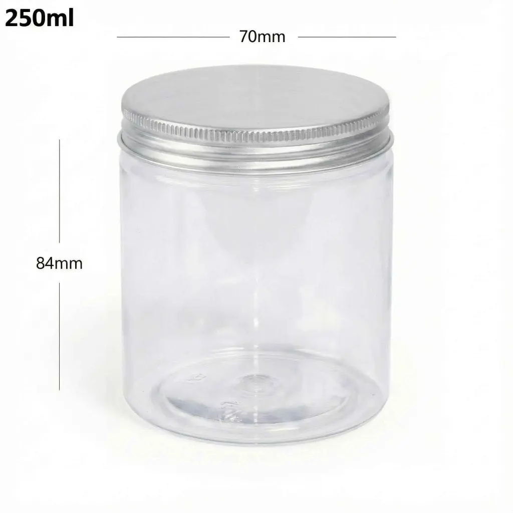 [107006] 250ml/70mm PET Plastic Jar Alu Cap 100/ctn