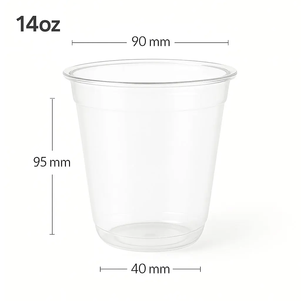 [029001] 14oz/90mm PET Plastic U Shape Cup 1000/ctn