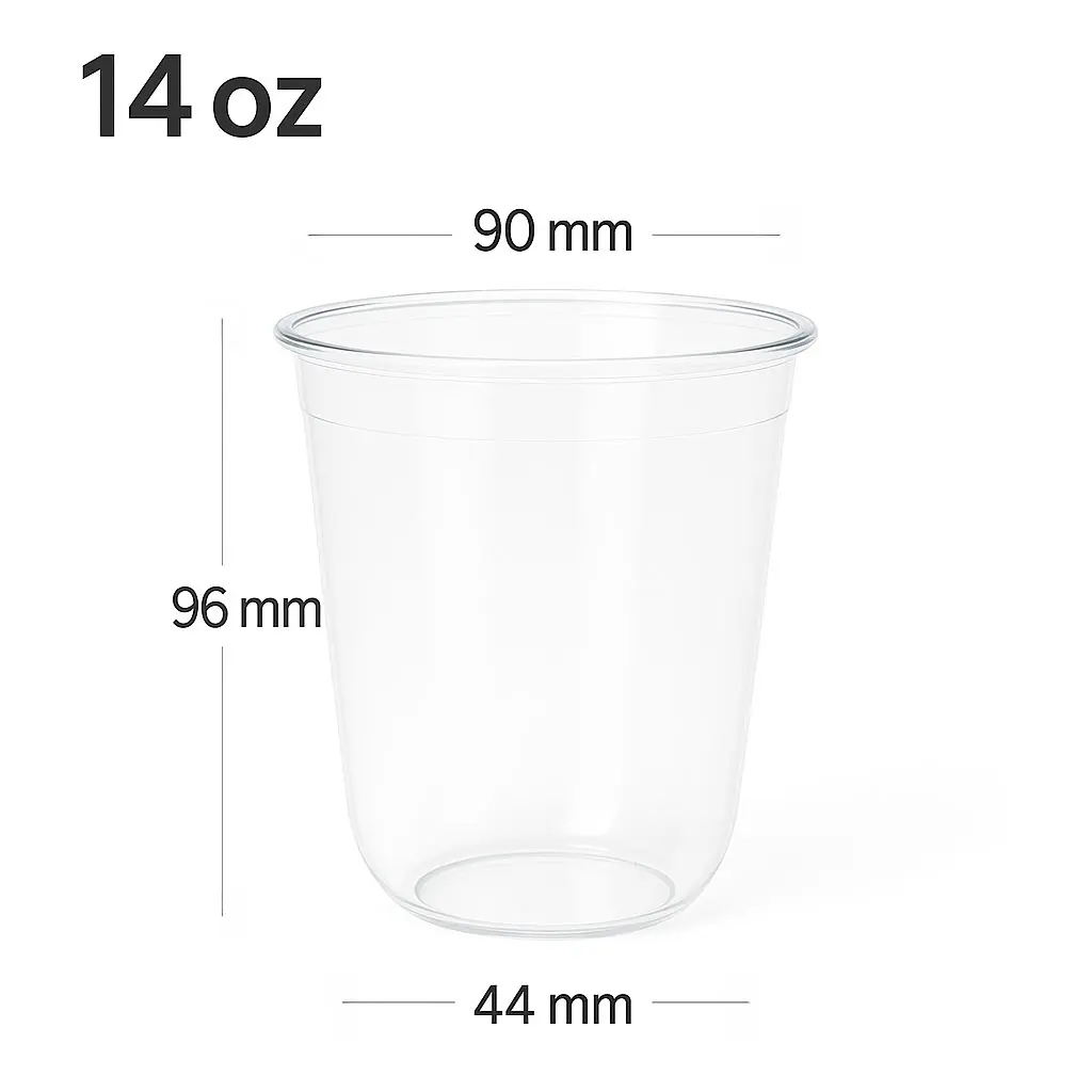 [029001] 14oz/90mm PET Plastic U Shape Cup 1000/ctn