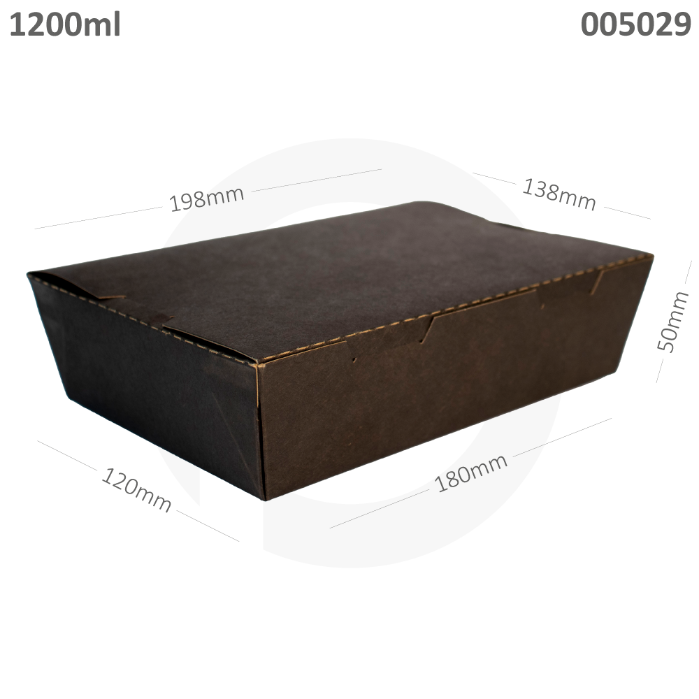 [333014] Black - 1200ml Kraft Paper Lunch Box 200/ctn