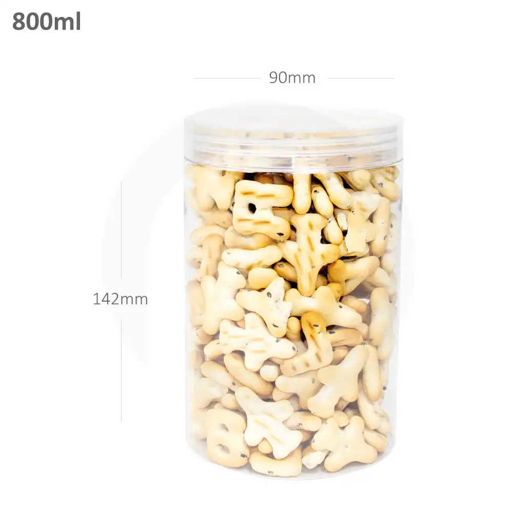 [010017] 800ml/90mm PET Plastic Jar Clear PP Cap 100/ctn