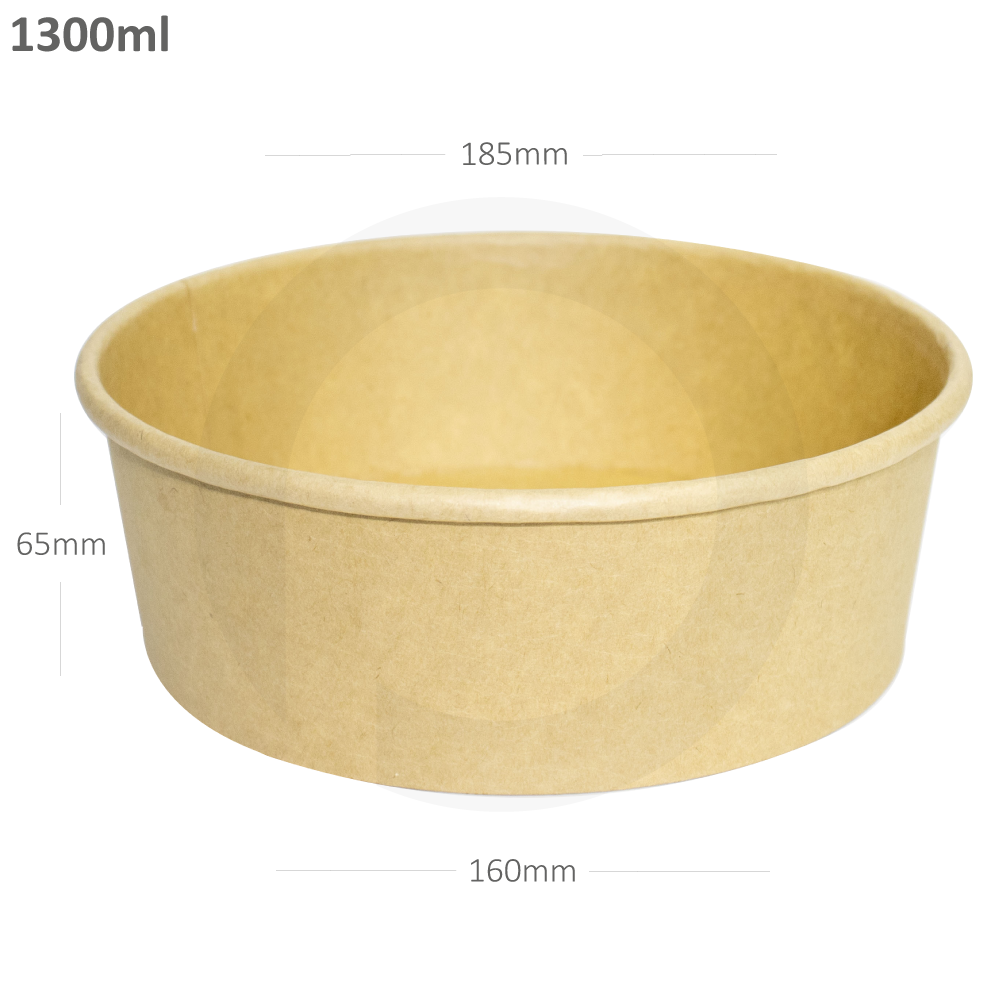 [005027] 1300ml Kraft Paper Salad Bowl 300/ctn