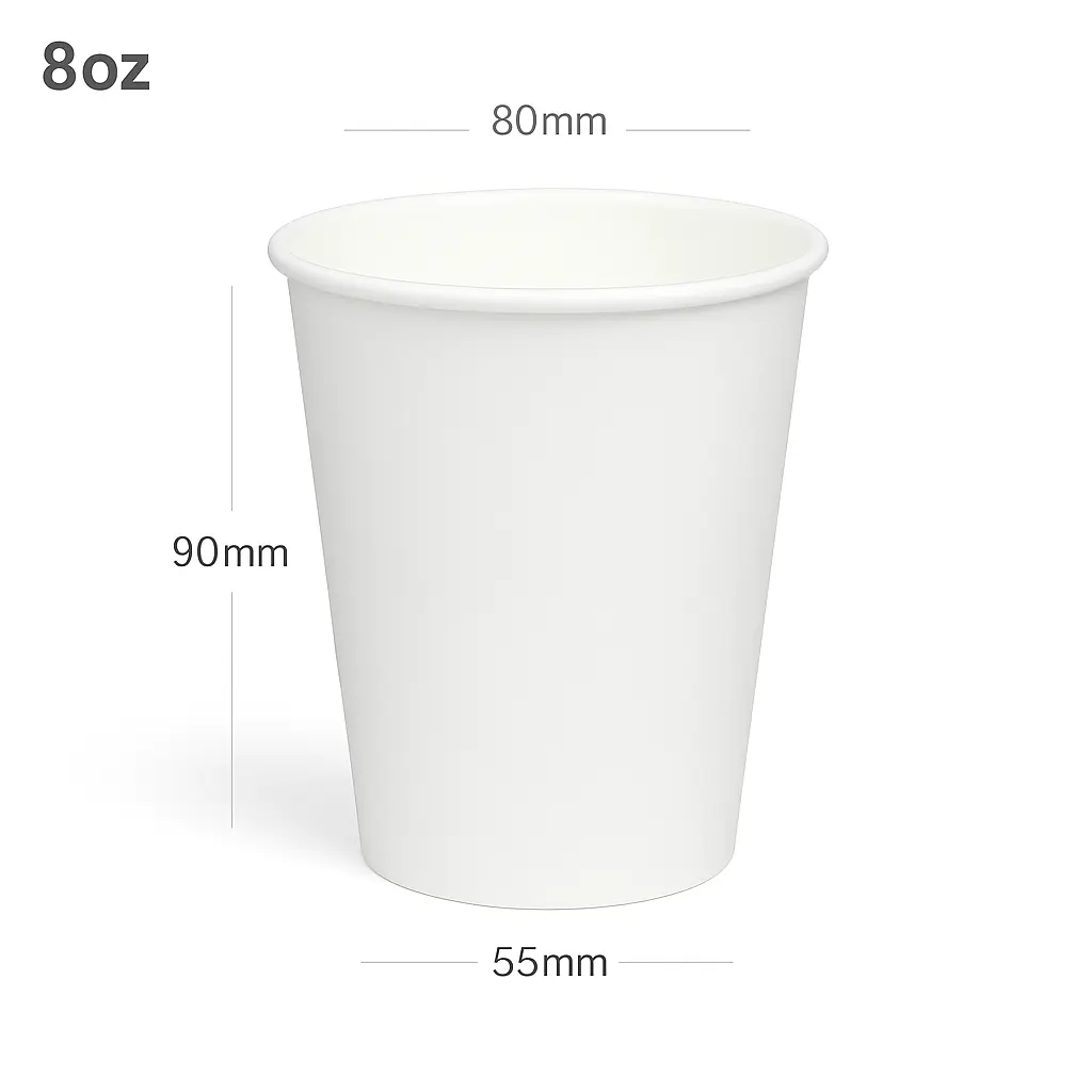 [015002] 8oz Single Wall White Paper Cup 1000/ctn